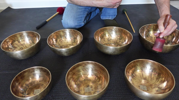Matched Set of Seven Contemporary Himalayan Singing Bowls #3