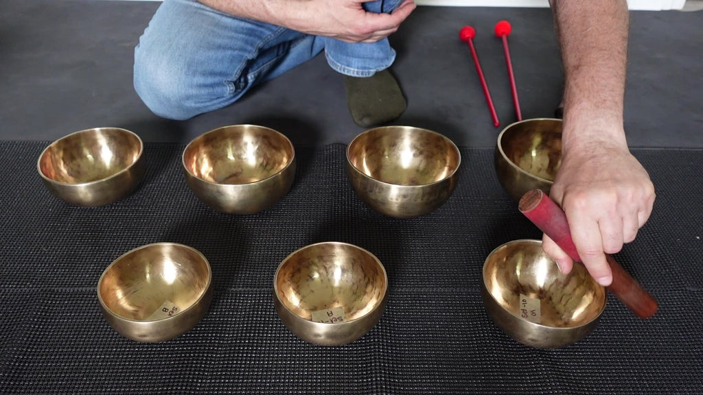Matched Set of Seven Contemporary Himalayan Singing Bowls Fourth Octave #10
