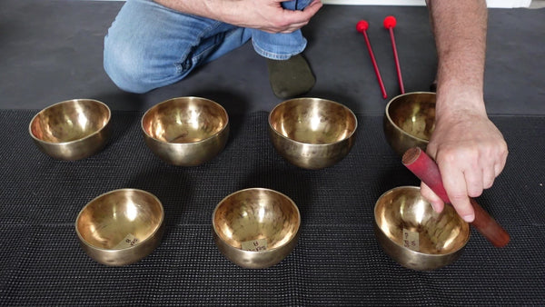 Matched Set of Seven Contemporary Himalayan Singing Bowls Fourth Octave #10