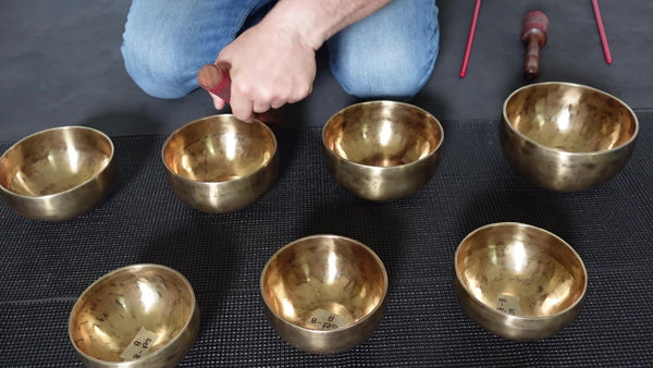Matched Set of Seven Contemporary Himalayan Singing Bowls Fourth Octave #8