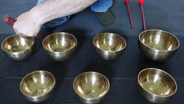Matched Set of Seven Contemporary Himalayan Singing Bowls in Fourth Octave #15